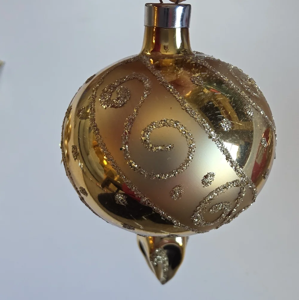 Christmas Ornament - Elegant Gold Glass Holiday Ornaments Set Of 4